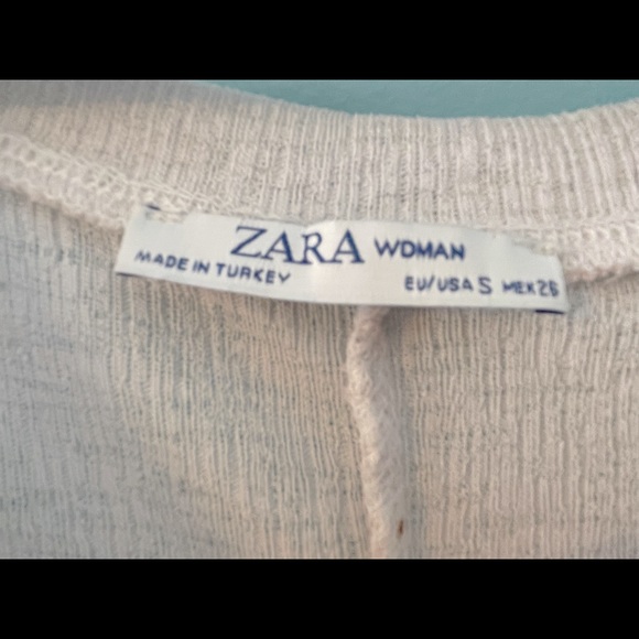 White Zara Flowy Crop T Shirt - Picture 2 of 2